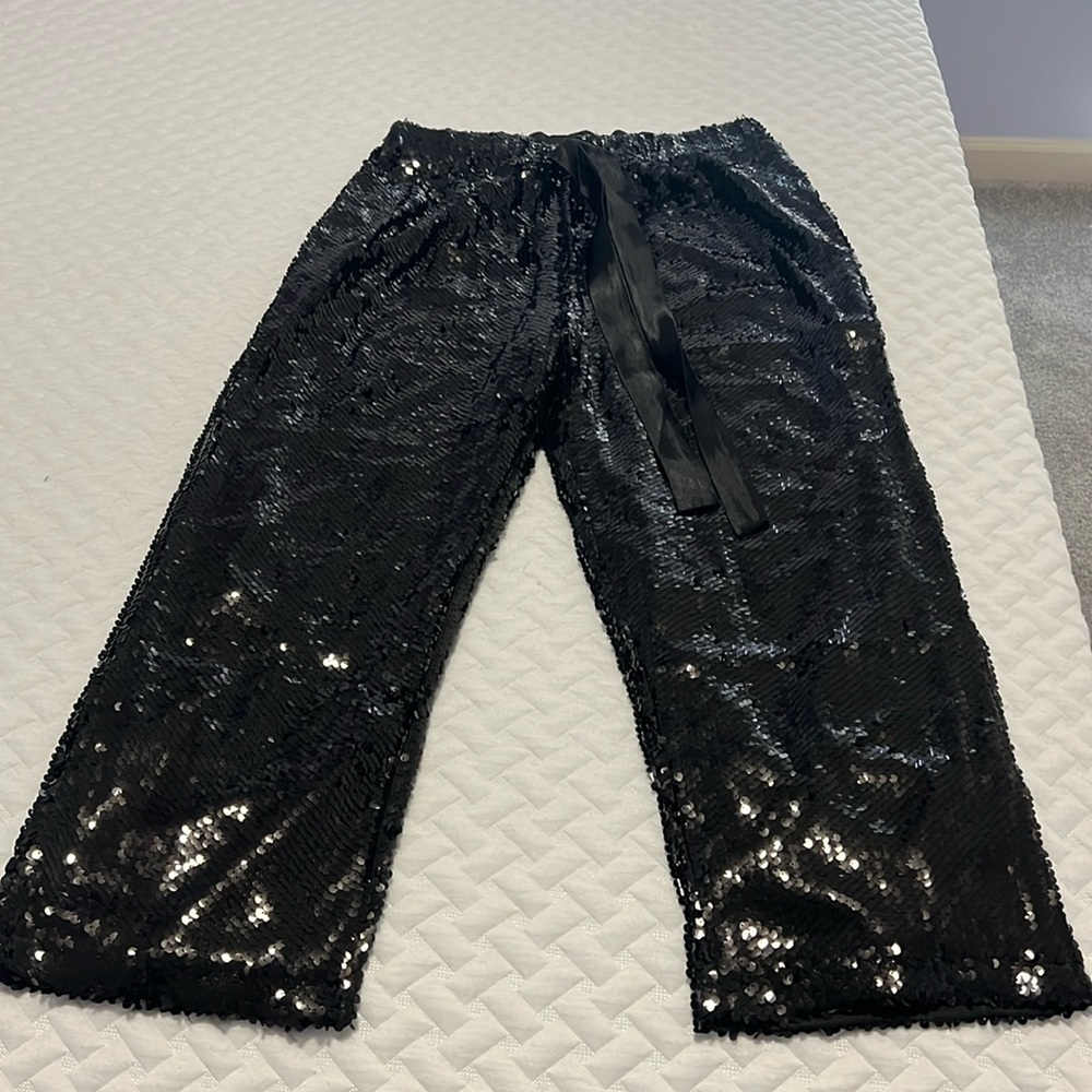 Stretchy waist sequin dress pants